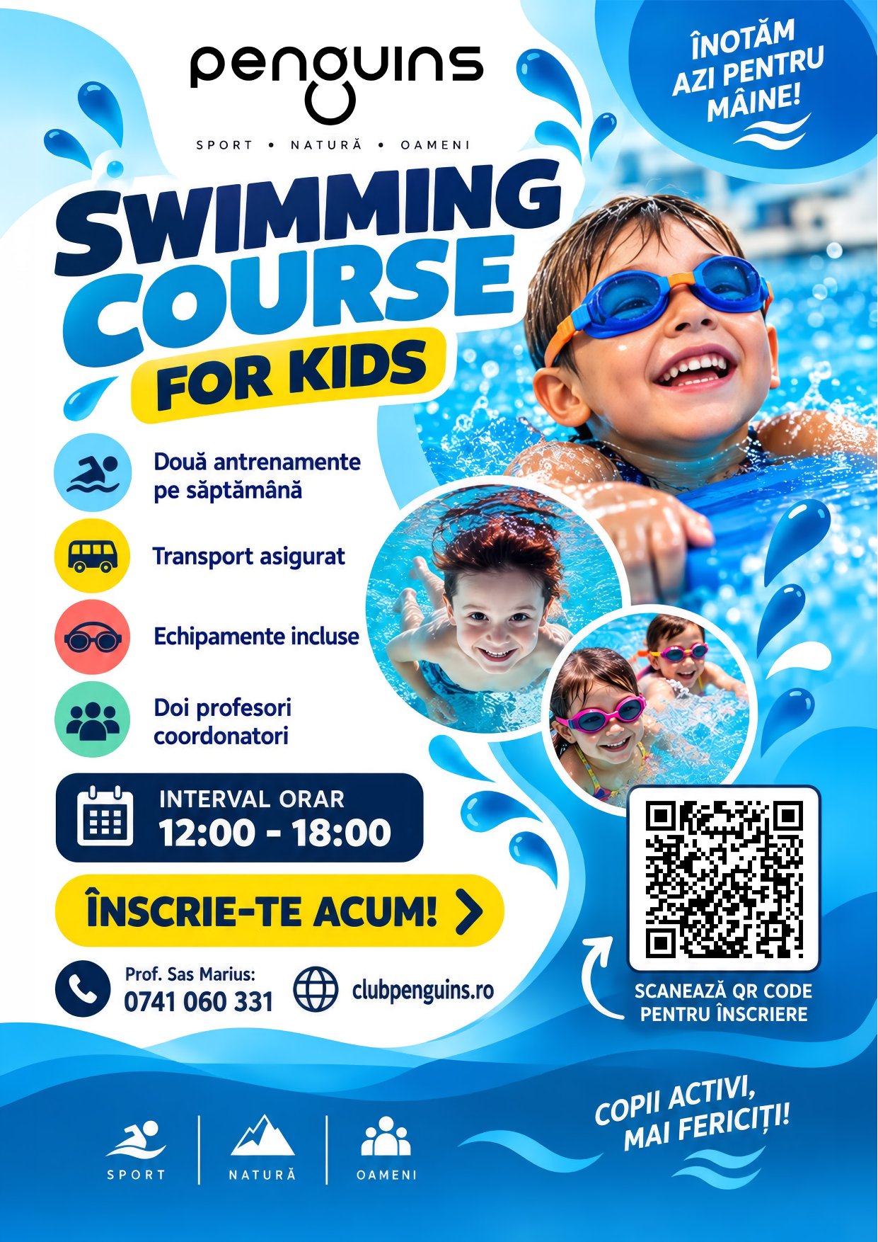 Swimming Course for Kids — afiș Club Penguins
